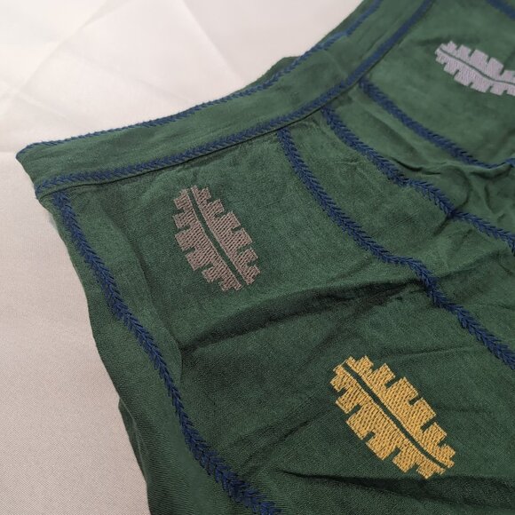 Zara Green Embroidered Leaves Skirt Linen Blend Womens L Large Long Maxi - Picture 14 of 15